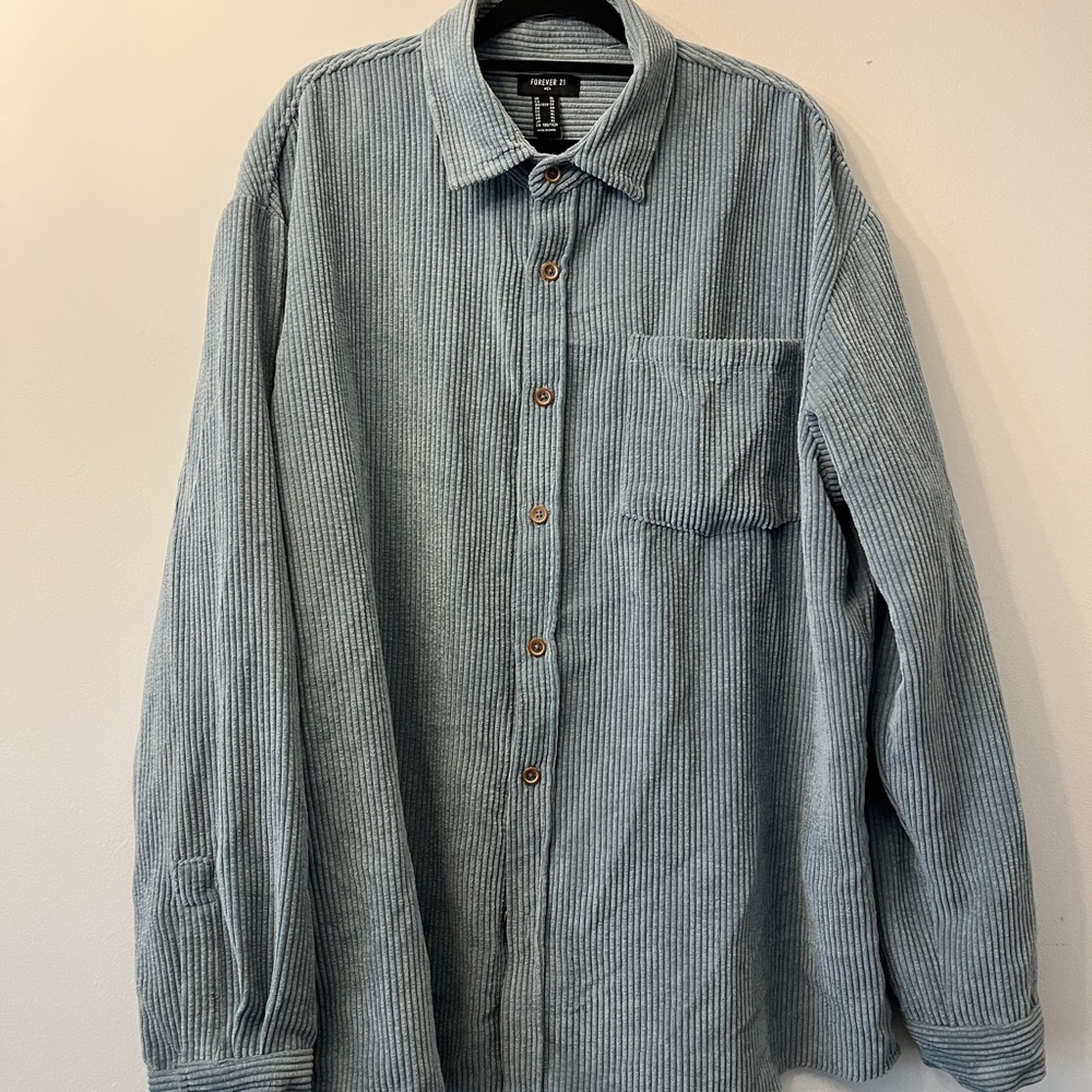 Forever 21 Pale Blue Corduroy Button-Up Shirt